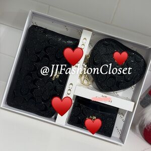 Black Embossed Key & Card Holder Set